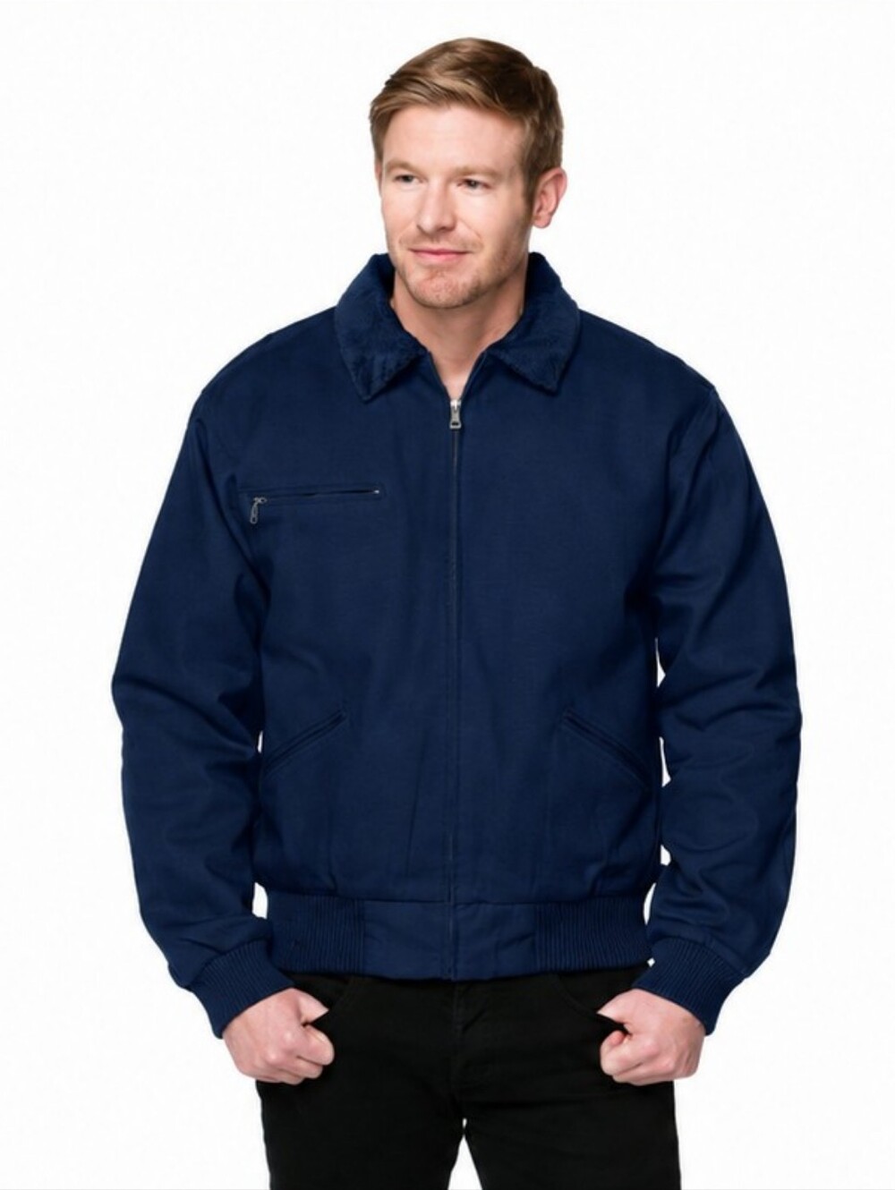 Tri-Mountain 4700 Sequoia Navy/Navy Zip Up Heavy Cotton Canvas Jacket Size XS